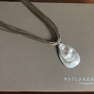 Silpada Sterling Silver Teardrop Pendant On Multi-Strand Leather Necklace -N1802